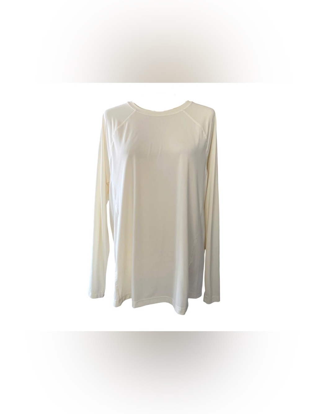 Athleta Ultimate Train Logo Long Sleeve Athletic Workout Top Cream Large